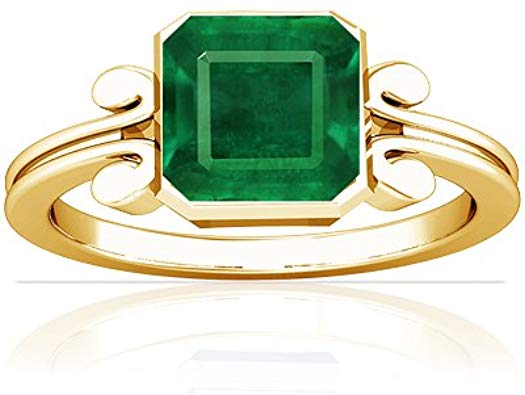 Men's 18K Yellow Gold Emerald Cut Luxury Solitaire Ring