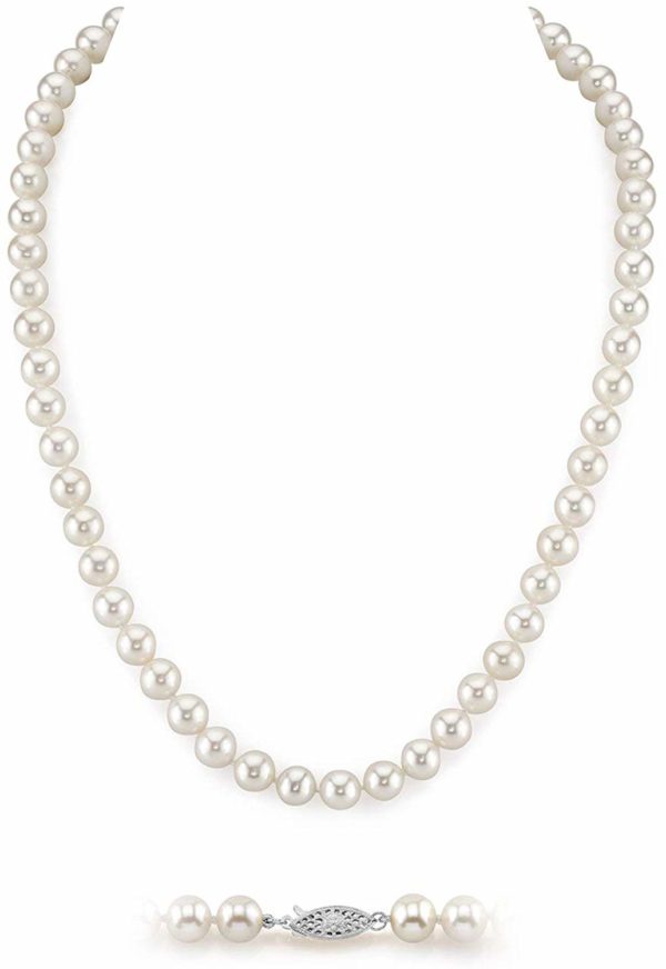 Women's Tumblr Necklace White Freshwater Cultured Pearl