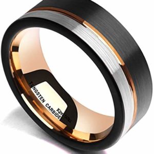 Men's Black Gold and Silver Ring Gents Wedding Band