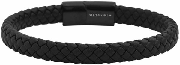 Gents Black Leather Magnetic Bangle Bracelet for Men's