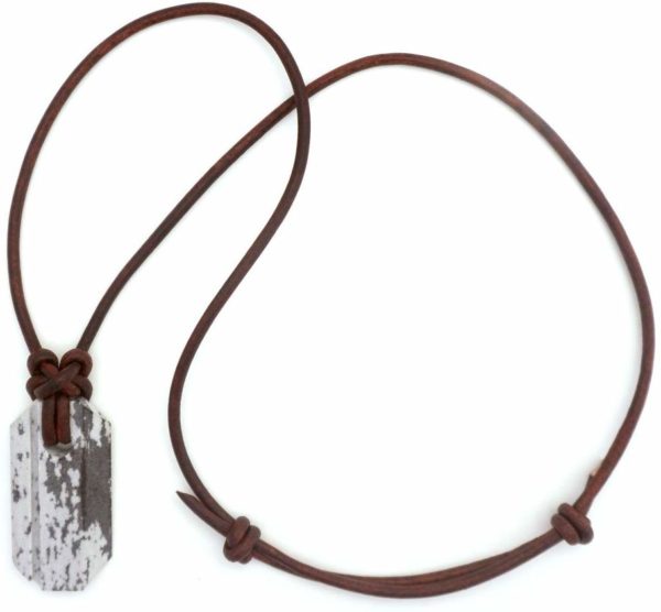 Men's Viking Whetstone Pendant Necklace Leather Cord Chain