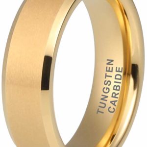 Women's 18K Gold Tungsten Rings Matte 6mm Wedding Band