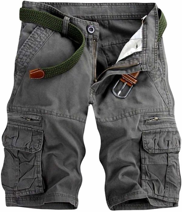 Men's Casual Black Jean Cargo Long Shorts with Pockets