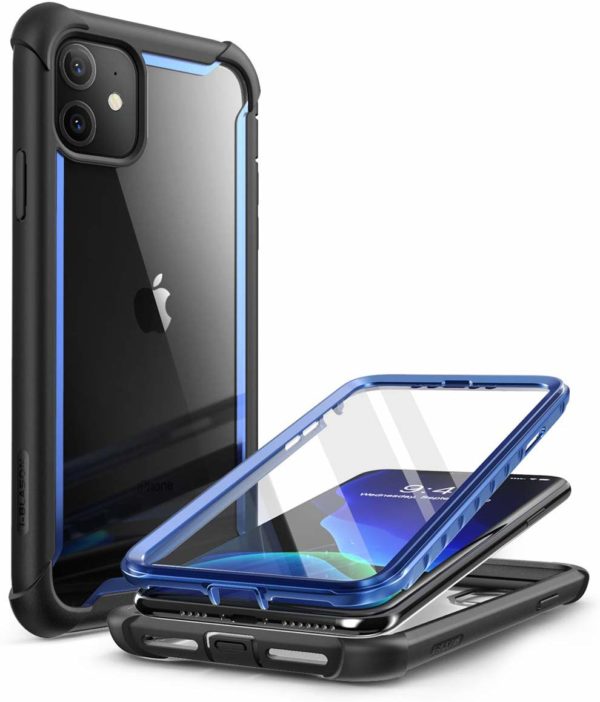 iPhone 11 Transparent Case Dual Layer Blue Screen Protector