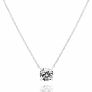 Women's 14K Gold Chain Swarovski Crystal Solitaire Necklace