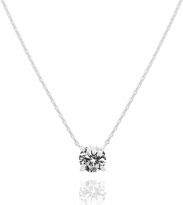 Women's 14K Gold Chain Swarovski Crystal Solitaire Necklace