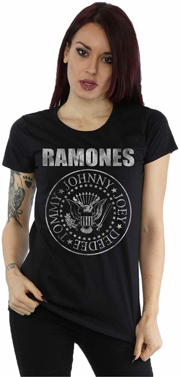 Ramones Women's Distressed Seal Black T-Shirt