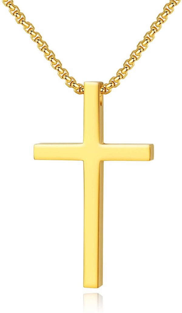 Women's Golden Pendant Cross and Chain Necklace