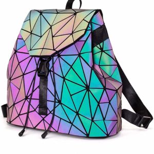 Women's Geometric Luminous Flash Travel Iridescent Backpack
