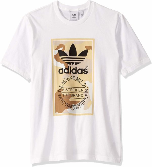 adidas Originals Men's White Tee Camouflage Graphic T-Shirt Tongue Label