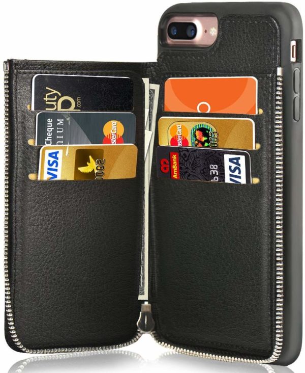 iPhone 7 & 8 Plus Wallet Black Case Credit Card Holder Slot