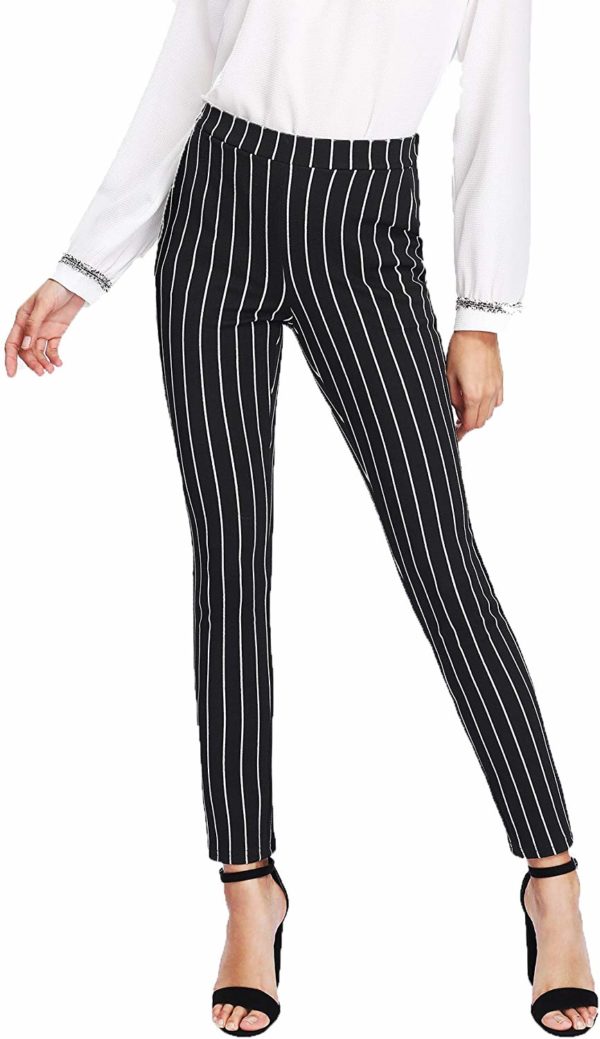 Women's Black Striped High Waisted Pants Outfit