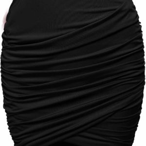 Women's Wrap Ruched Stretch Black Pencil Mini Skirt Tumblr