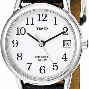Women's Quartz Analog Leather Strap Indiglo Watch with Date
