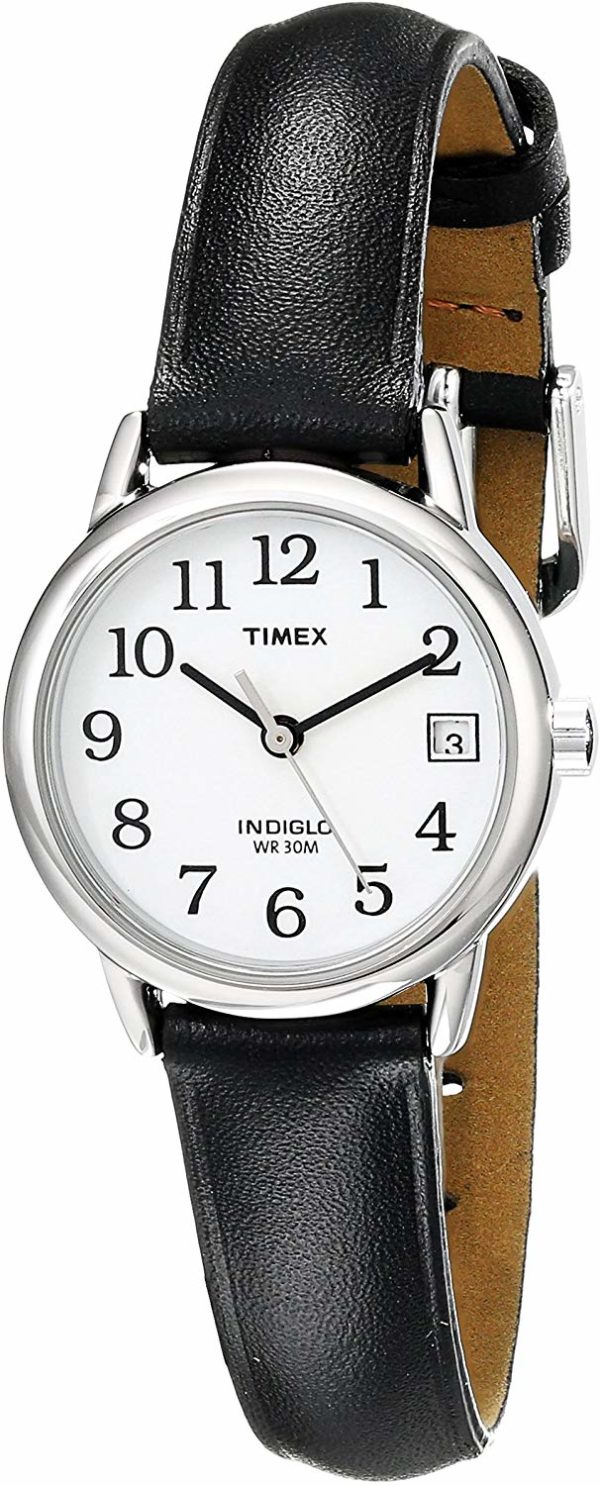 Women's Quartz Analog Leather Strap Indiglo Watch with Date