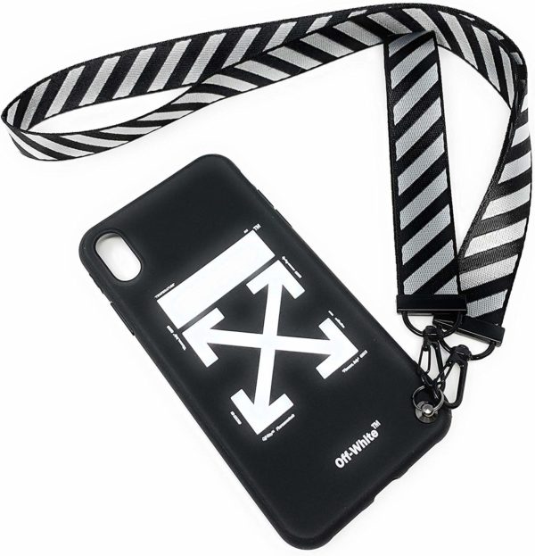 iPhone Xs Max Off White Black Case with Strap