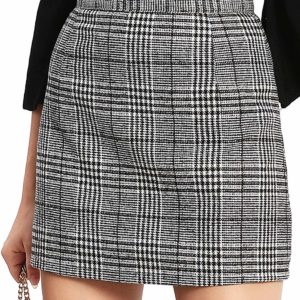 Women's High Waisted Plaid Bodycon Check Mini Skirt Tumblr