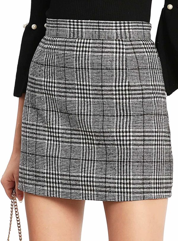 Women's High Waisted Plaid Bodycon Check Mini Skirt Tumblr