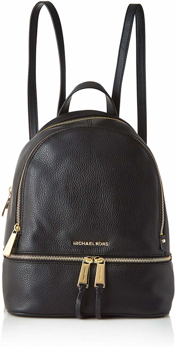 Michael Kors Rhea Zip Medium Black Leather Backpack