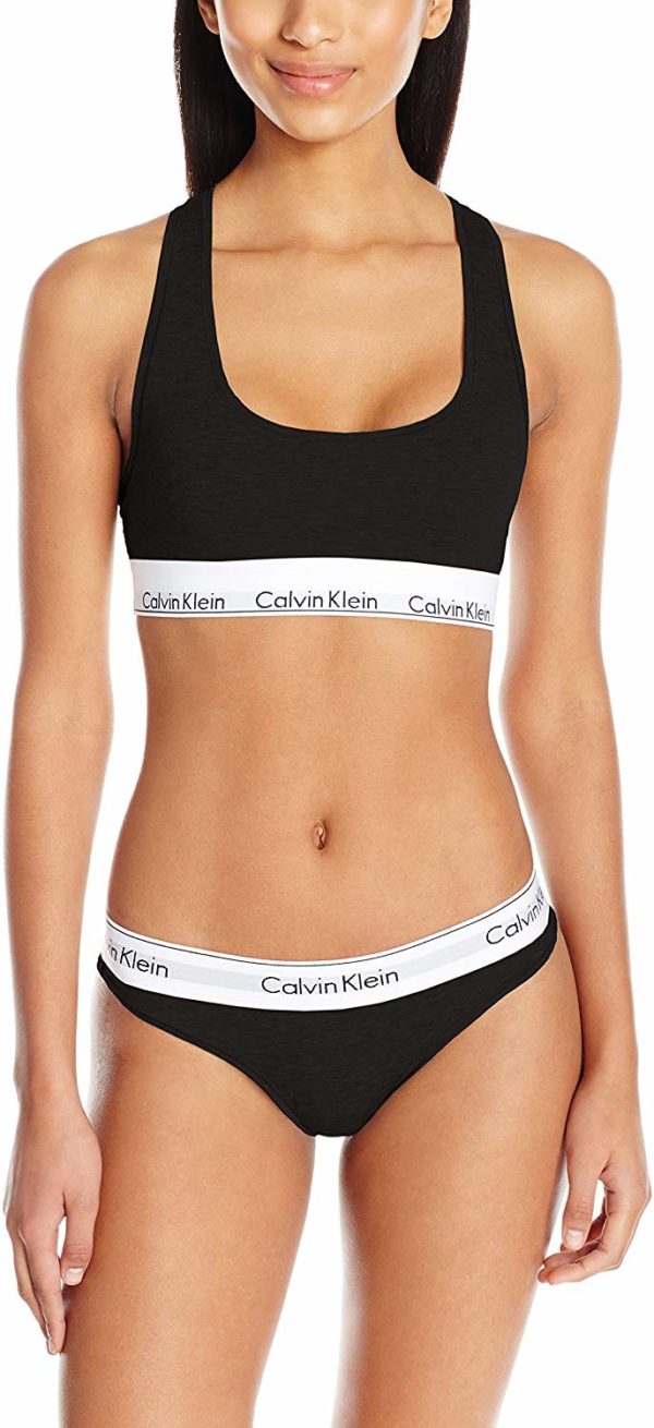 Calvin Klein Women's Modern Cotton Black Bralette and Bikini Set