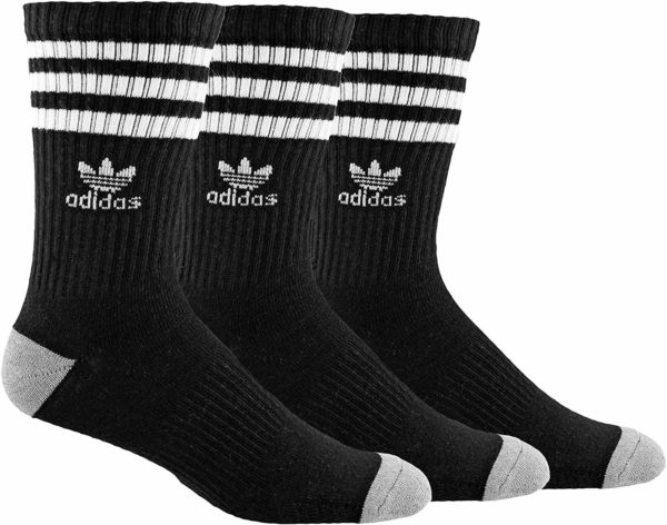 adidas Men's Crew Long Black Tumblr Socks 3 Pack